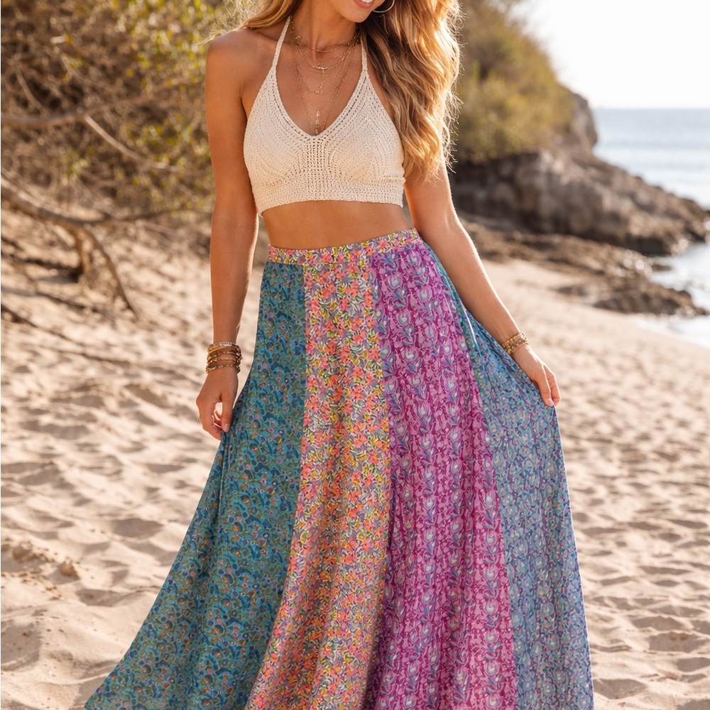 NATURAL LIFE Multicolor Floral Maxi Skirt